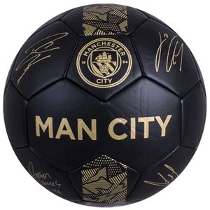 Manchester City FC - "Phantom" Fußball mit Unterschriften RD2649 (5) (Schwarz/Gold)