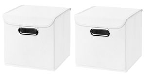 2 Stück weiß Faltbox 25 x 25 x 25 cm  Aufbewahrungsbox faltbar,  mit Deckel