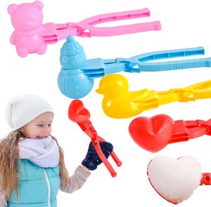 4 Stück Schneeballzange, Schneeballformer, Winter-Schneeballmacher, Schneeballschneider für Kinder, Spielen im Freien, Schnee/Sand (zufällige Farbe)