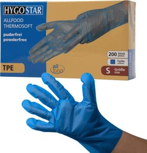 Rukavice TPE "Allfood Thermosoftpowderfree blue S (200 ks)