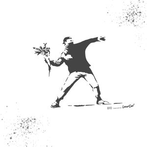 LaserCad Schablonen BANKSY Streetart  (B10, Flower Thrower, DIN A4) Stencil für Graffiti, Airbrush, Deko