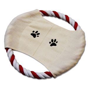 Tierspielzeug Hund Frisbee rot/weißes Tau ca. 20 cm Durchmesser