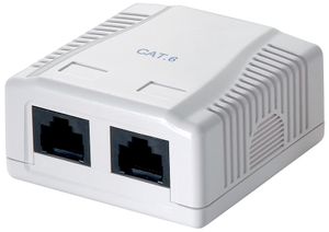 Puszka natynkowa LogiLink Cat.6 2 x RJ45 czysta biel (RAL9010)