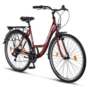 Chillaxx Bike Strada Premium City Bike in 26 und 28 Zoll - Fahrrad für Mädchen, Jungen, Herren und Damen - 21 Gang-Schaltung - Hollandfahrrad Citybike, Farbe:Rot V-Bremse, Größe:28 Zoll