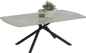 Couchtisch Fred - Sintered Stone grau Marmoroptik - Rundrohr Metallgestell - 120x68 cm