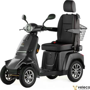 Veleco Gravis Elektromobil - Kapitänssitz mit hoher Rückenlehne - 4-Rad Mobilitätsroller - komplett montiert - Voll-LED Beleuchtung (Grau)