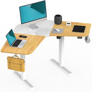 elektrischer höhenverstellbarer Schreibtisch L-förmiger 120*120cm Holz-Natur + Weiß D-ED-F1206WO