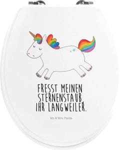 Mr. & Mrs. Panda Motiv WC Sitz Einhorn Happy - Weiß - Geschenk, Toilette, glücklich, Spaß, Einhörner, Klodeckel, Toilettendeckel, WC-Sitz, Klobrille, witzig, Einhorn Deko