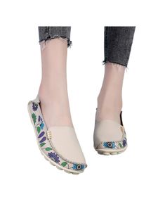 Damen Flats Klassische Loafers Driving Casual Schuhe Atmungsaktiv Komfort Walking Freizeitschuhe Beige,Größe:EU 35.5