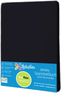 Jersey Topper Spannbettlaken Spannbetttuch Baumwolle Bettlaken, 140x200 - 160x200 cm, Schwarz