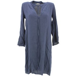22143 Please, ,  Damen Kleid Longshirt Tunika, weichfließender Stoff, dunkelblaugrau, XS