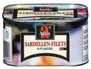 Adria Sardellen Filets in Pflanzenöl leicht herb und salzig 600g