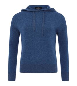 KKS STUDIOS Kurz Hoody Damen Kapuzen-Pullover aus 100% Kaschmir Sweater 7079 Jeans-Blau, Größe:M
