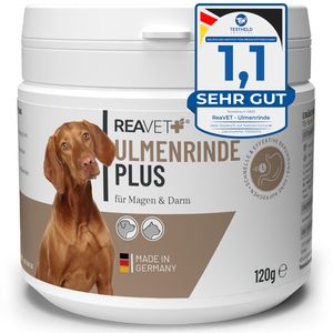 REAVET Ulmenrinde Plus stark schleimend für Hunde & Katzen 120g – Naturrein in , Bessere Verdauung und Darmflora, Ulmenrinde zur Darmsanierung, Slippery Elm Bark