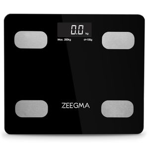 ZEEGMA Gewit Personenwaage Waage mit Körperfett Personenwaage Digital Analyse von bis zu 17 Körperparametern präzise Messung LCD Gewichtsmessbereich bis zu 200 kg