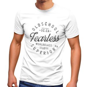 Herren T-Shirt Aufschrift Oldschool Fearless Superior Retro Printshirt Fashion Streetstyle Neverless®  weiß 4XL