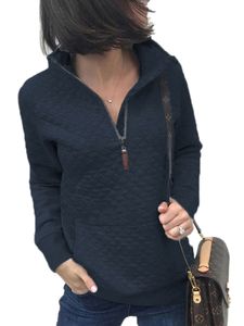 Dámsky golier na zips sveter sveter ležérne mikina s dlhým rukávom sveter, farba: tmavomodrá, veľkosť:M