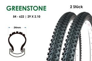 2 Stück 29 Zoll Fahrrad Reifen 54-622 MTB Tire 29x2.10 Mantel Decke Greenstone schwarz