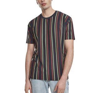 Pánské tričko Urban Classics Printed Oversized Retro Stripe Tee midnightnavy/burnedred - XL