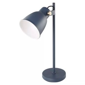 EMOS Design Schreibtischlampe JULIAN aus Metall, E27-Fassung ohne Birne, mit Netzteil und verstellbarem Schirm und 150 cm Kabel, blau, Z7621BL