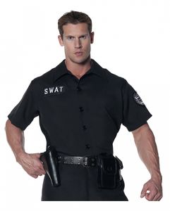 SWAT Hemd - Schwarz/Kurzärmlig als Kostüm Accessoire Größe: XL