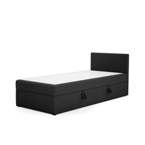 MEBLITO Boxspringbett Menorca Mini Basic Bett mit Bettkästen Matratze H3 Seite: Rechts 100x200 cm Schwarz (Lux 23)