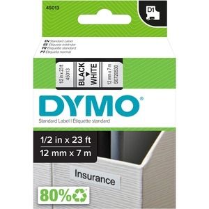 DYMO D1 - Standardetiketten - Schwarz auf Weiß - 12mm x 7m, Schwarz auf weiss, Polyester, Belgien, -18 - 90 °C, DYMO, LabelManager, LabelWriter 450 DUO