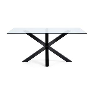 Tisch Argo 160 x 90 cm mit Glasplatte und schwarzen Beinen