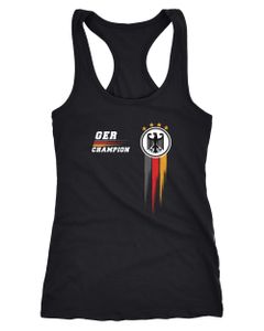 Damen Tank Top Fan-Shirt Deutschland Champion EM 2021 Fußball Europameisterschaft Racerback Muskelshirt Moonworks® schwarz L