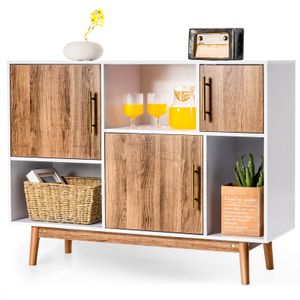 COSTWAY Sideboard Standregal Kommode Schrank Aufbewahrungsschrank, freistehender Holzschrank Bücherschrank Akzentschrank für Wohnzimmer & Schlafzimmer