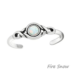 Zehenring Silber 925: Zehring mit Opal Fire Snow