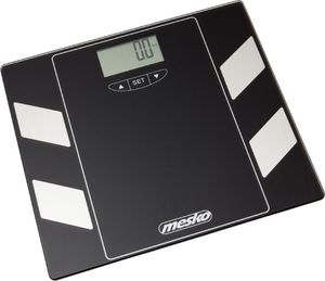 Mesko Digitale Körperfettwaage | Körperwaage | Personenwaage | Körperanalysewaage | 6 mm Sicherheitsglas | LCD-Display | bis 180 Kg | Auto-On | Schwarz