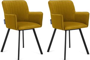 Konsimo Židle  2 ks "PYRUS", Žlutá, látka/kov, Loft, 56x84x46 cm