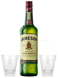 Jameson Irish Whiskey 1,0l (40% Vol) + 2x Tumbler Bar Longdrink Glas Gläser Whisky - [Enthält Sulfite]