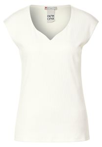 Street One Shirt mit Herz Ausschnitt, off white
