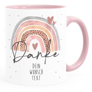 Kaffeetasse Danke Regenbogen personalisierbar Wunschtext Dankeschön-Geschenk personalisierte Geschenke SpecialMe® Personalisiert rosa rosa Keramik-Tasse