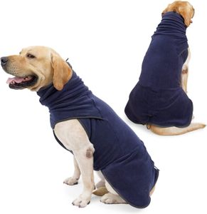 Winter Hundepullover Warme Hundepyjama Fleecejacke, Weiche dicke Hundekleidung mit Kopfbedeckung für drinnen und draußen, Navy Blau, 3XL