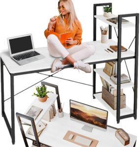 Biuro loft z półkami nowoczesne gamingowe industrialne składane białe