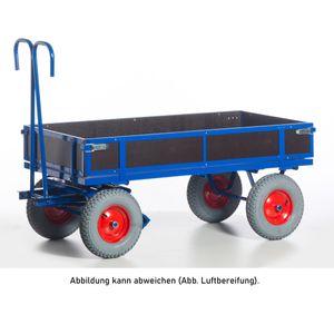 Rollcart Handpritschenwagen mit Holzbordwänden 1160x760x410mm Luftbereifung