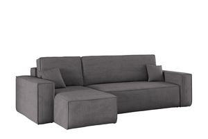 Kaiser Möbel Ecksofa mit schlaffunktion und bettkasten, Sofa L-form, Couch L-form BEST Dicker Cord Dunkelgrau Links