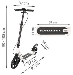 Trettroller Kinder Erwachsene 200 mm Räder Klappbar Höhenverstellbar 100 kg Belastbar Hand- & Trittbremse Cityroller Weiß 23551