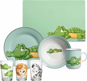 Ritzenhoff & Breker HAPPY ZOO Krokodil Geschirr-Set mit Kinderbecher 7-teilig