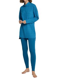 Seidensticker Damen langer Schlafanzug Pyjama Lang - 163575, Größe Damen:46, Farbe:petrol