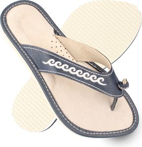 filsko® Prato - Flip Flop Damen Sommer Schlappen aus Rindsleder weiß & blau filsko® Prato - Flip Flop Damen Sommer Schlappen aus Rindsleder weiß & blau