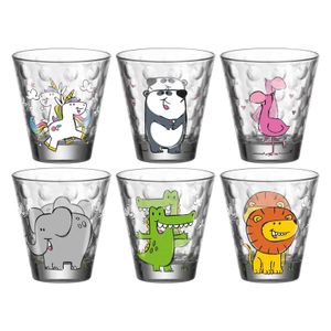 Leonardo Kinderbecher Set Bambini Optic 6-tlg., Trinkbecher, Kalk-Natron-Glas, Mehrfarbig, 215 ml, 023557