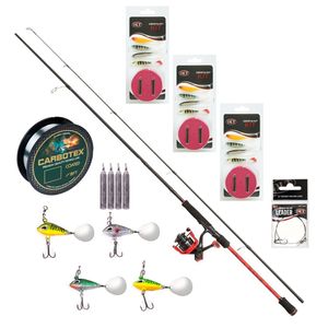 DLT ABU MAX Super Set 2,40 m, komplett mit Vorfächern, Spinnern, Softbaits, Blei-Dropshot-Kits