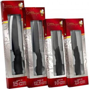 Set mit 4 Keramikmessern mit Spiegelklinge - KitchenPro - vVENTEO - Außergewöhnliche Schärfe - Rostfrei - Spülmaschinengeeignet