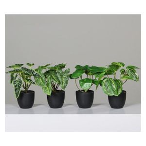 4er Set künstliche Grünpflanzen im Topf H. 22cm grün DPI Zimmerpflanzen WA