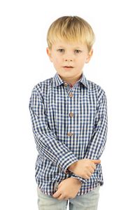 OS Trachten Kinder Hemd Jungen Langarm Trachtenhemd mit Liegekragen Pexxa, Größe:110/116, Farbe:kornblau