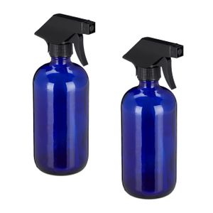 relaxdays Sprühflasche Glas im 2er Set Blau